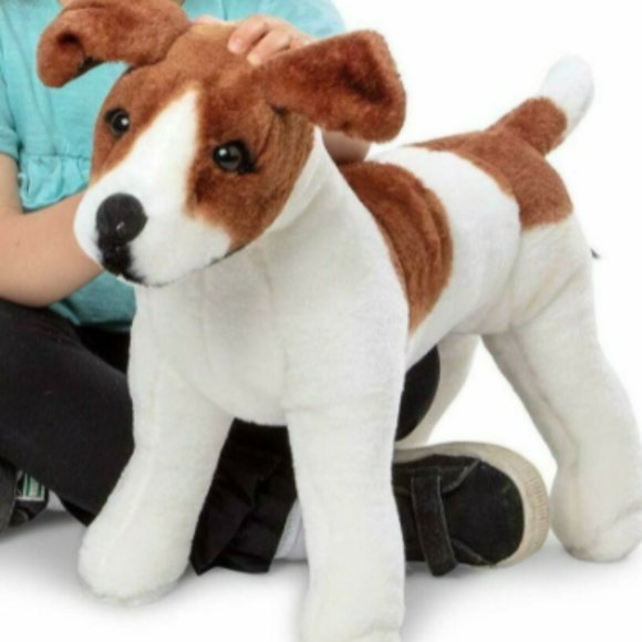 Melissa and Doug Jack Russell Terrier Dog Gigantic Stuffed Animal Toy Brown - Picture 1 of 3
